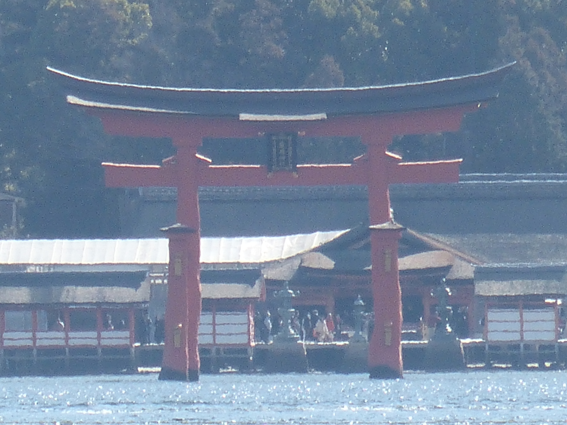 鳥居をデジタルズーム最大（2400mm相当）で撮影